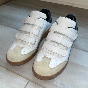 ISABEL MARANT Beth Perforated Leather Grip-Strap Sneakers